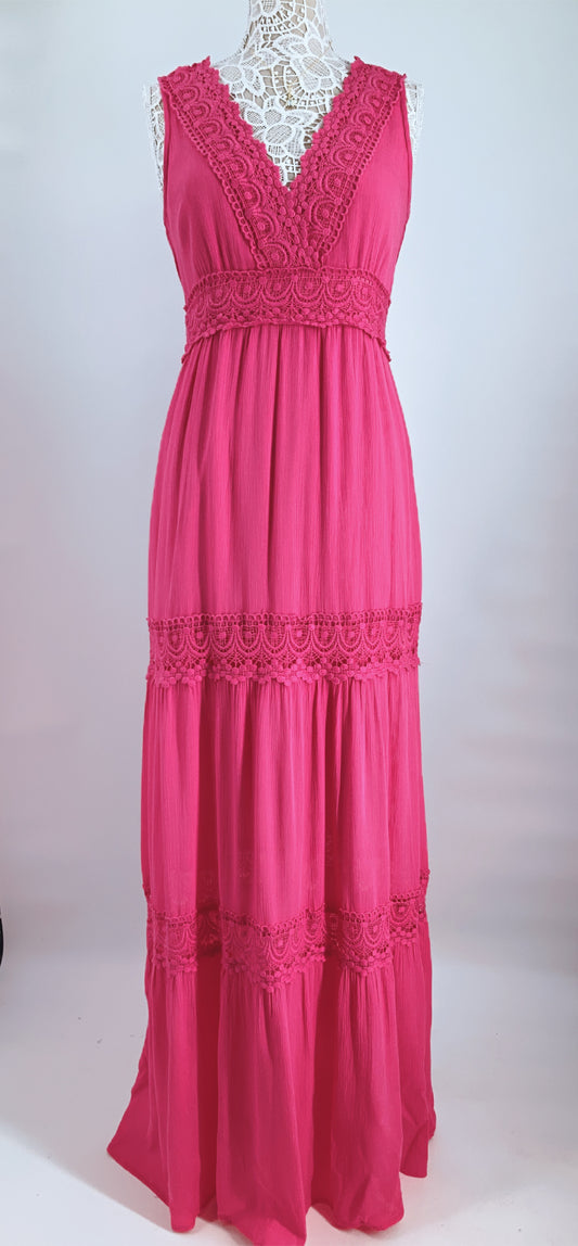 Laced Woven Maxi Dress