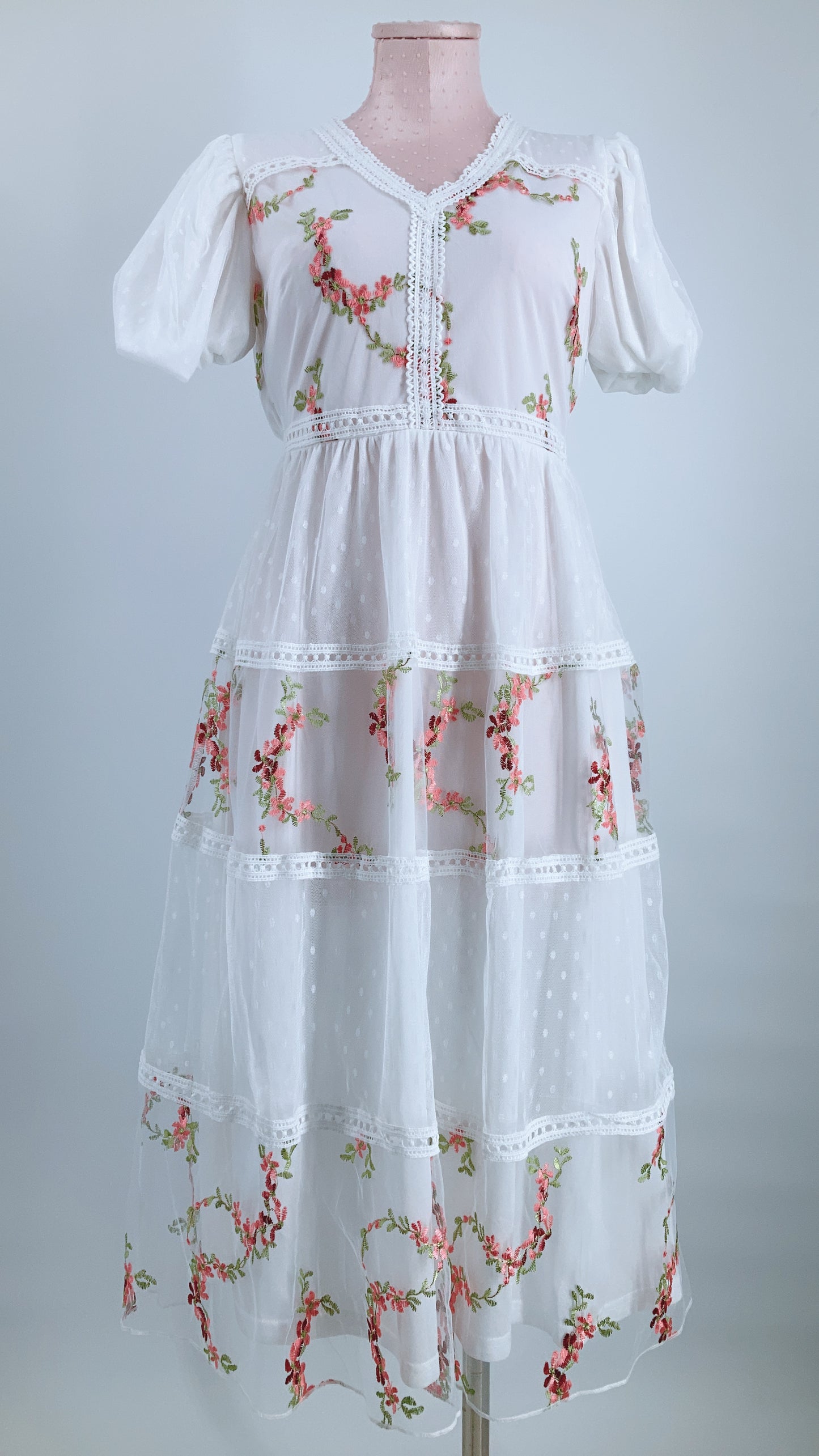 Vine Flower Embroidered Dress