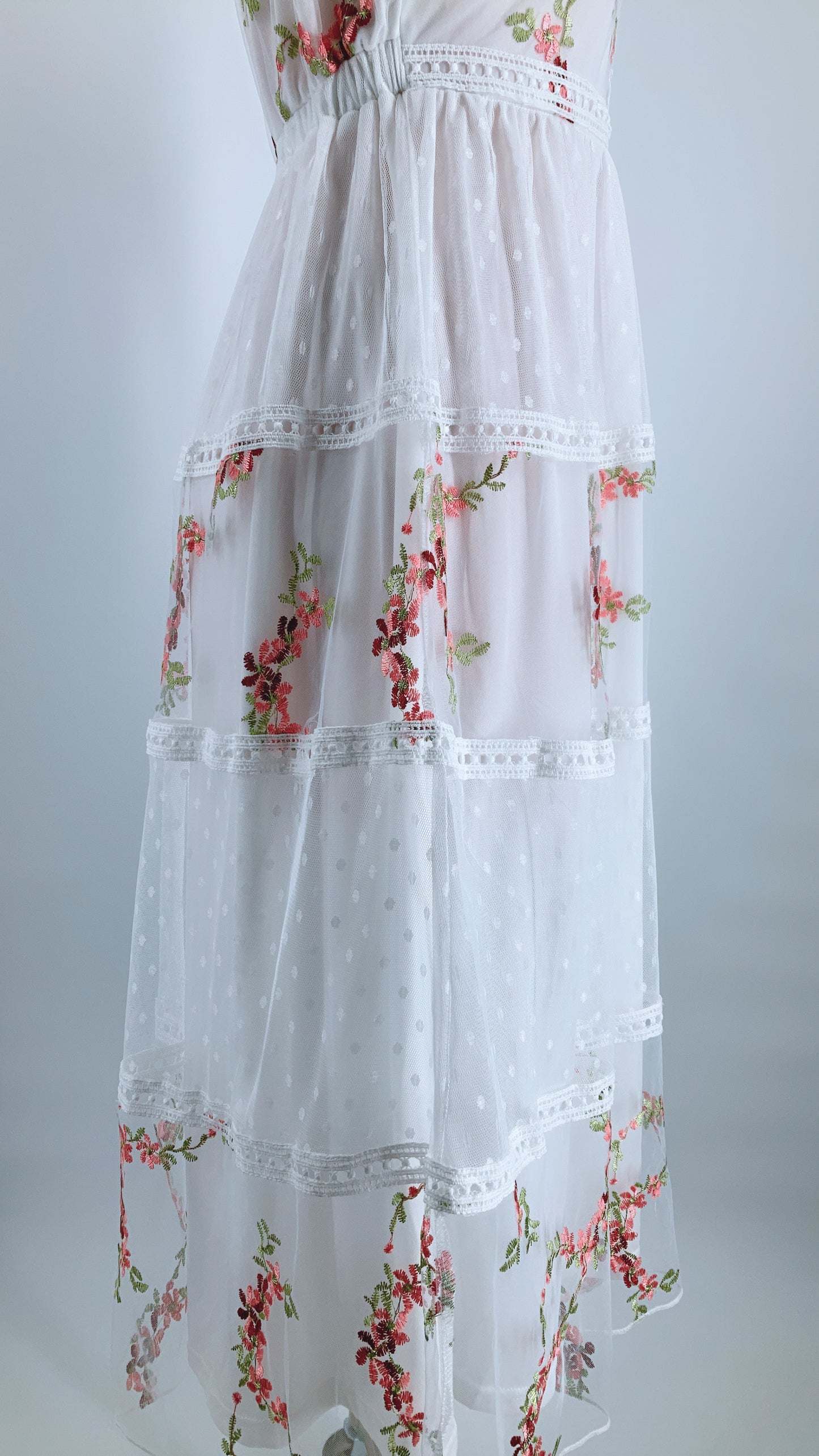 Vine Flower Embroidered Dress