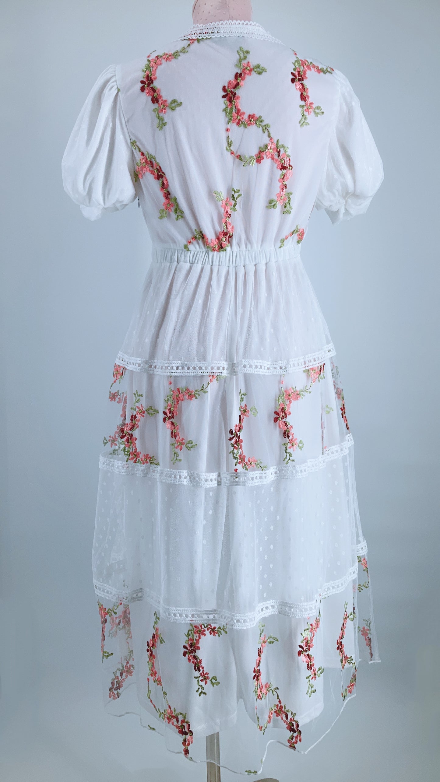 Vine Flower Embroidered Dress